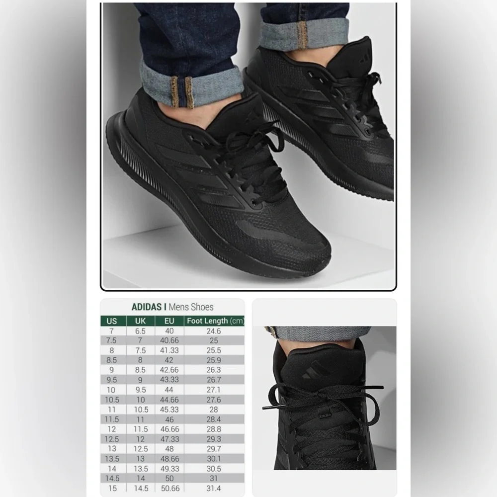 Size 7- Adidas Runfalcon 5 Triple Black